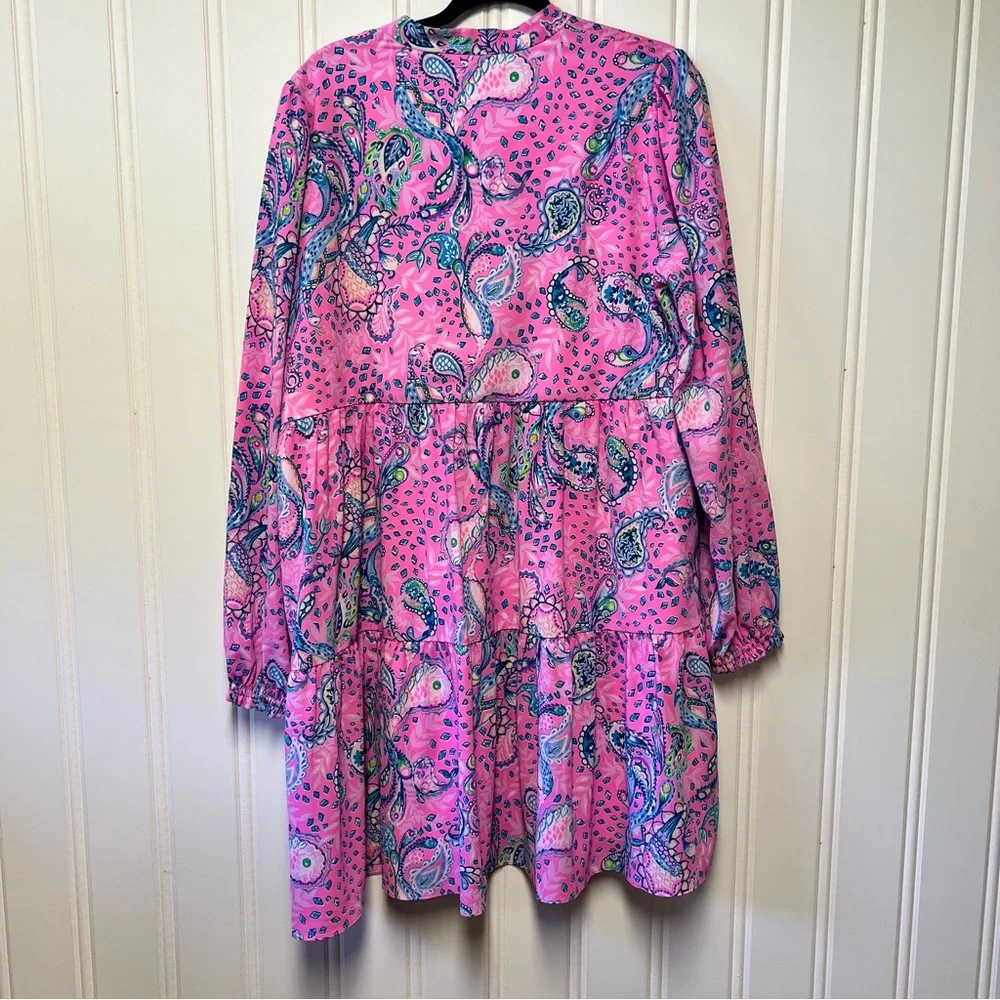 Lilly Pulitzer Pink Paisley Tiered Dress XL - Picture 8 of 8